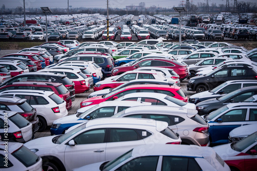 Cars For Sale Stock Lot Row. Car Dealer Inventory © kovop58