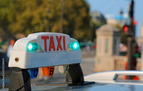 French taxi top sign in Paris France