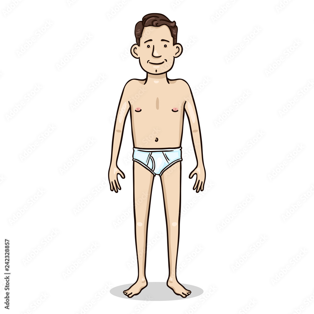 Fototapeta premium Vector Cartoon Color Character - Young Man in White Underpants