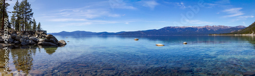 Lake Tahoe panoramic mountain landscape scene in California