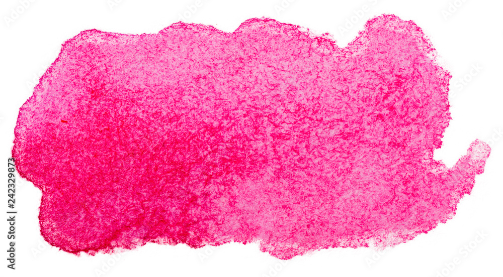 Pink watercolor stain, texture isolated on white background.