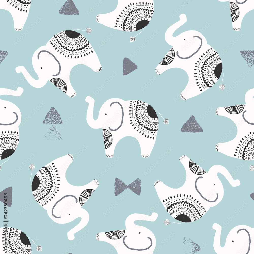 Cute elephants with geometric triangles