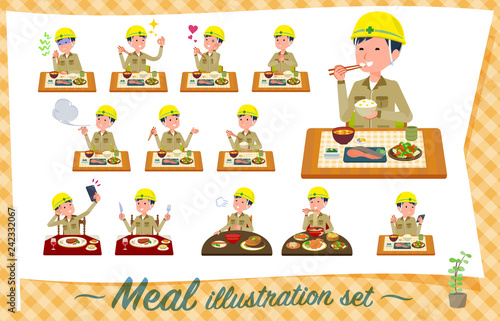 flat type helmet worker men_Meal