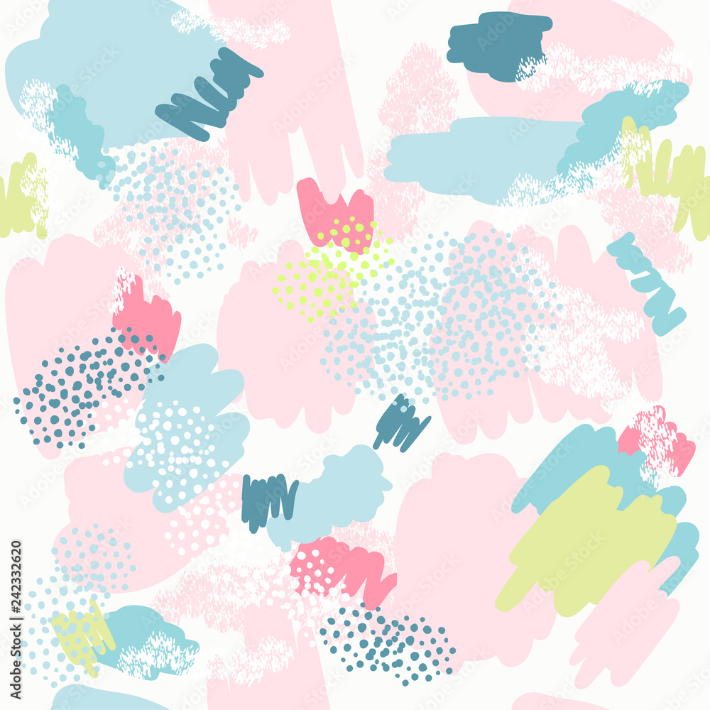 Abstract backgrounds with hand drawn textures, memphis style. Pastel colors. Brush stroke pattern