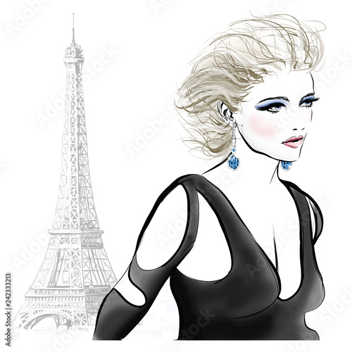 Beautiful fashion model in Paris