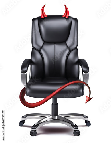 Devils desk chair isolated on white. Creative vector 3d illustration