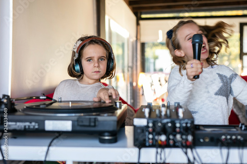 Little kids get a party with vinyl records