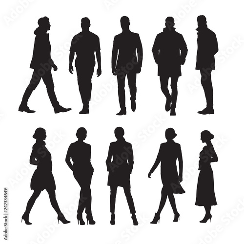 Business people, group of men and women isolated vector silhouettes