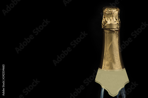 Champagne bottle with drops photo