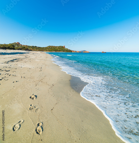 Fototapeta Naklejka Na Ścianę i Meble -  Footsteps on the sand in Cea beach