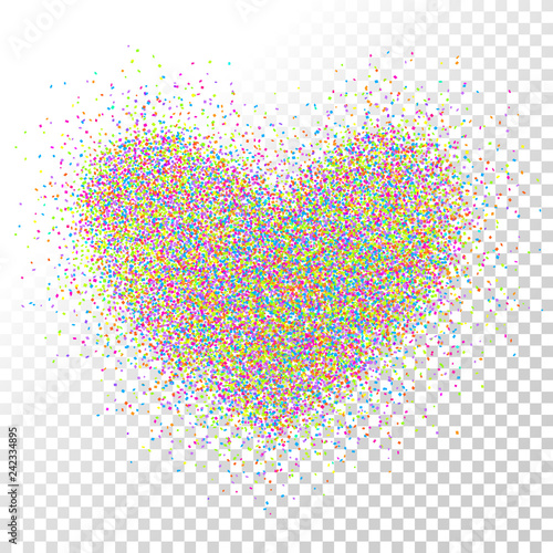 Confetti heart. Valentines day. Love vector. Glitter heart shape. Love symbol. Marriage. Confetti. Sparkles. Wedding. Romantic.