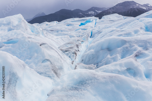 Beautiful white and blue glacier of Perito Moreno in Argentina