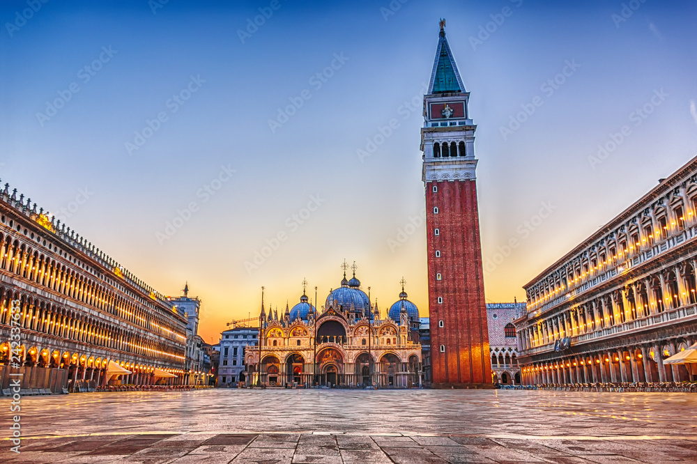 Venetian Square Piazza San Marco, evening view