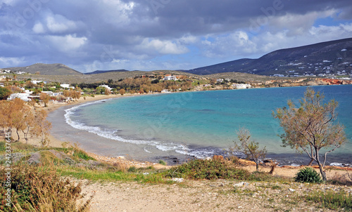 View of sand beach on Paros island