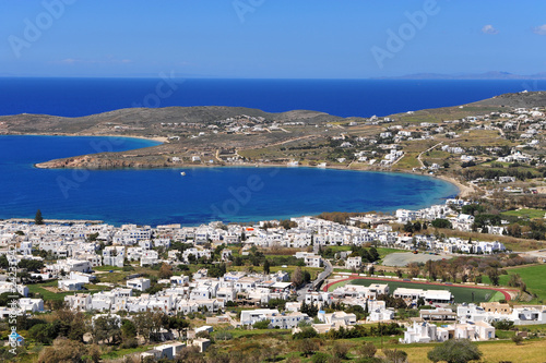 Top view of Paros island in mediterranean sea