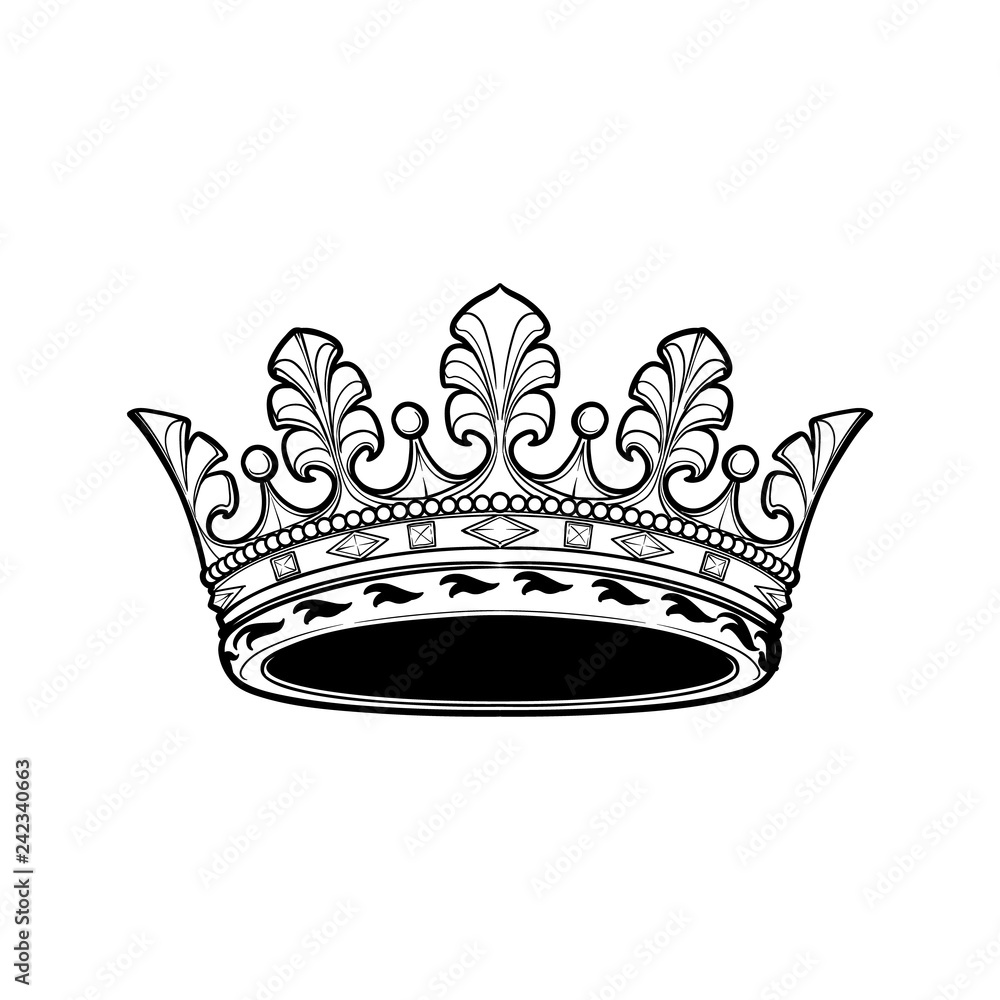 Filigree high detailed ducal crown. Element for design logo, emblem and  tattoo. Vector illustration isolated on white background Coloring book for  kids and adults. EPS10 vector illustration Stock Vector | Adobe Stock