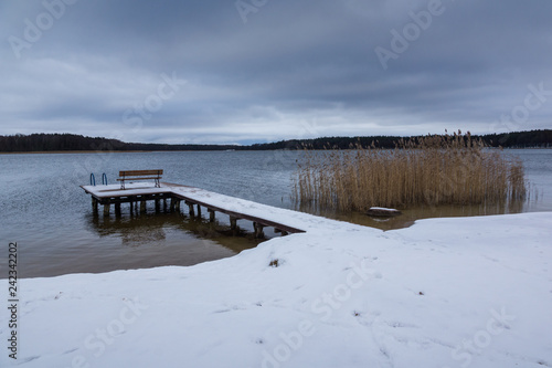 Fototapeta Naklejka Na Ścianę i Meble -  Zabinki lake at winter near Kruklanki, Masuria, Poland