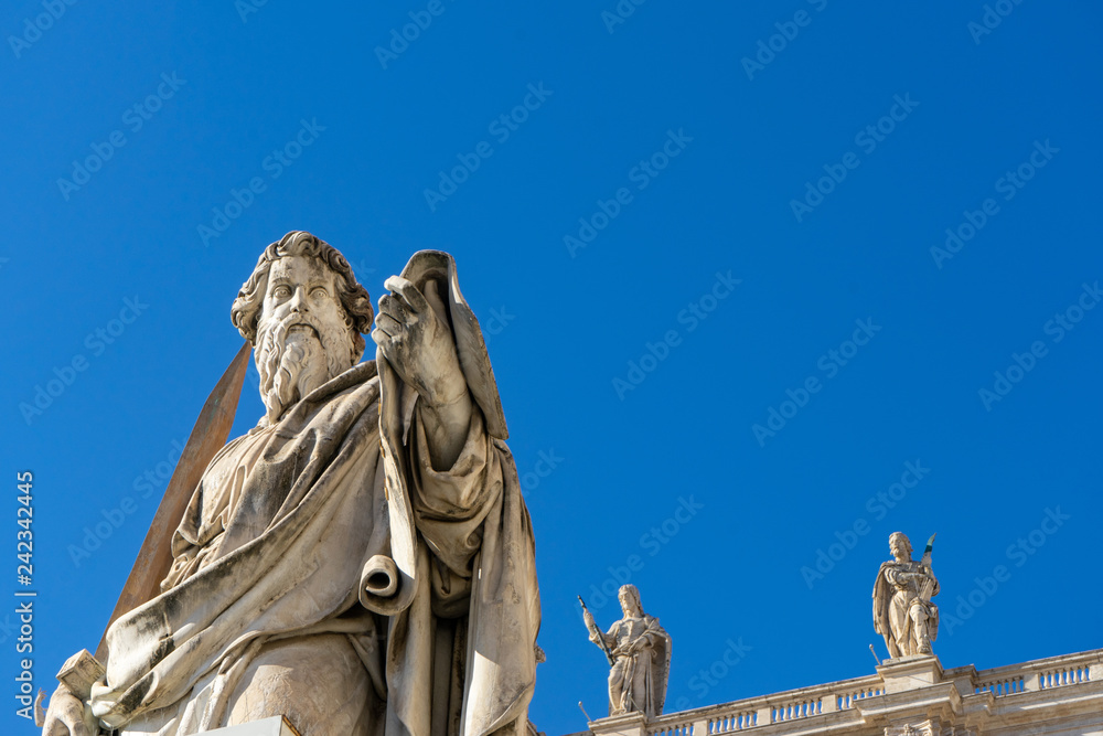 Statue of St. Paul in St. Peter's Square, Vatican City, Rome, Italy Statue of St. Paul in St. Peter's Square, Vatican City, Rome, Italy