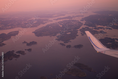 Fototapeta Naklejka Na Ścianę i Meble -  Flying above Bergen and fjords, at Norway.