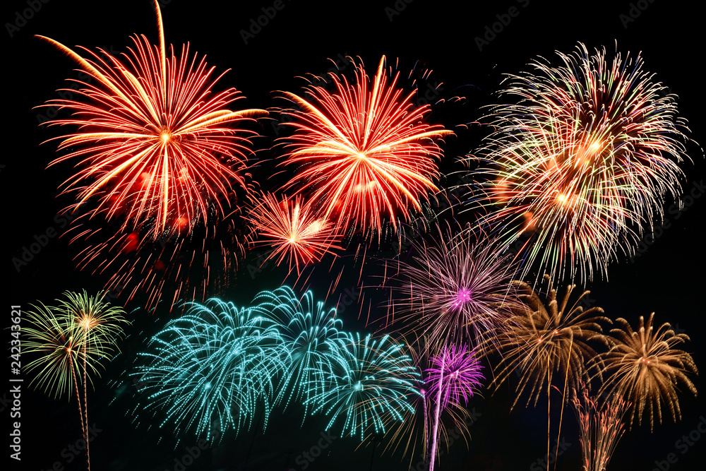 Fireworks of various colors