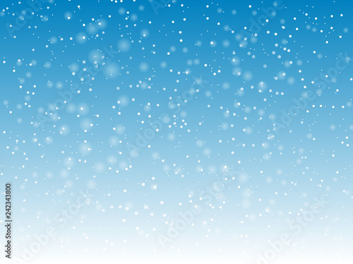 Falling snow background. Holiday landscape with snowfall. Vector illustration. Winter snowing sky. Eps 10.