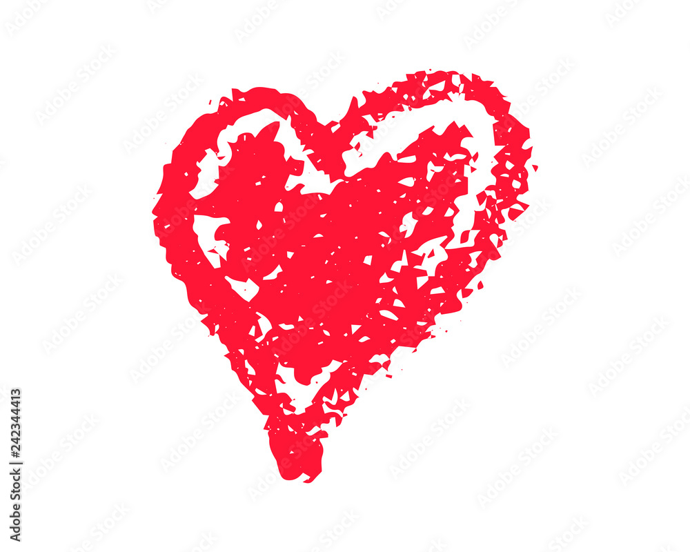 Grunge red heart vector illustration on white background. St Valentine Day clipart. Chalk texture heart bubble isolated Grunge red heart vector illustration on white background. St Valentine Day clipart. Chalk texture heart bubble isolated