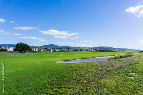 Half Moon Bay golf course on a clear day, California