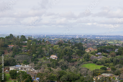 Photography Panoramic view of the Peninsula on a cloudy day; view towards Los Altos, Palo Al