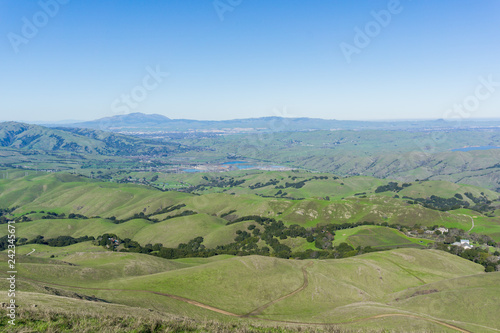 View towards the hills of east San Francisco bay, Mount Diablo in the background, California