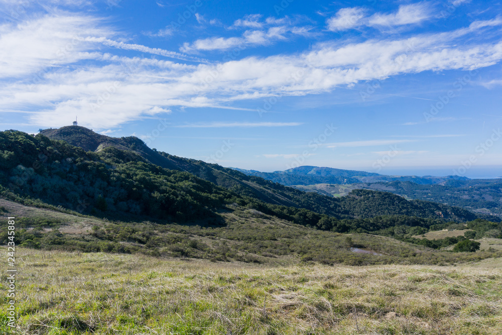 View towards Penon Peak and the Pacific Ocean coast from Garland Ranch Regional Park, California