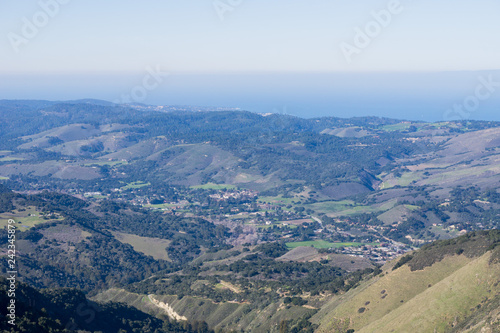 View towards Monterey Peninsula and Pacific Ocean coast from Garland Ranch Regional Park, California