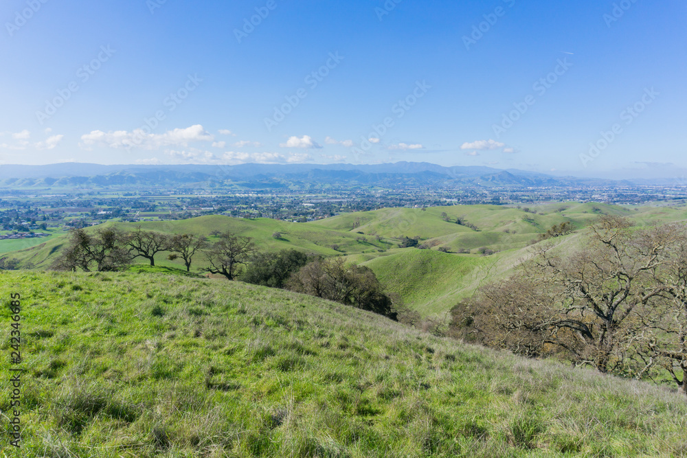 Green hills and valleys in Coyote Lake - Harvey Bear Park, Morgan Hill, California