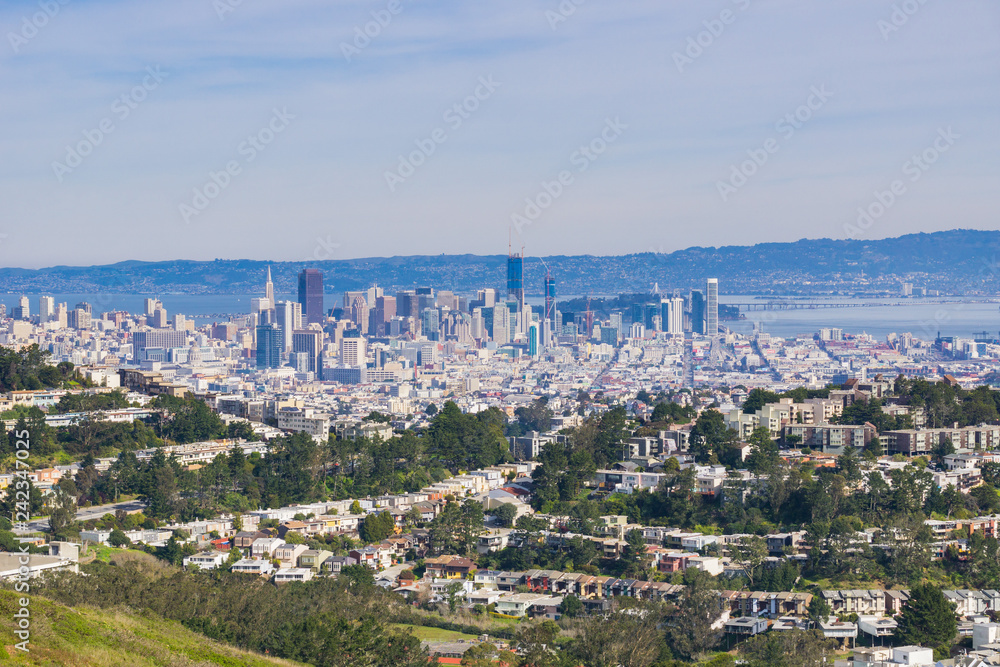 San Francisco downtown view from Mt Davidson, California
