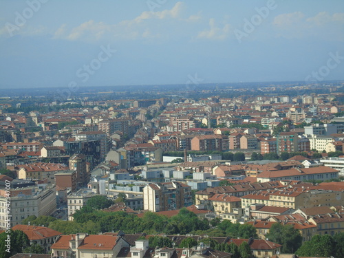 Turin, Italy - 12/01/2018: An amazing photography of the city of Turin from italy in summer days from the high and low part of the city including the beautiful river of Po from the center