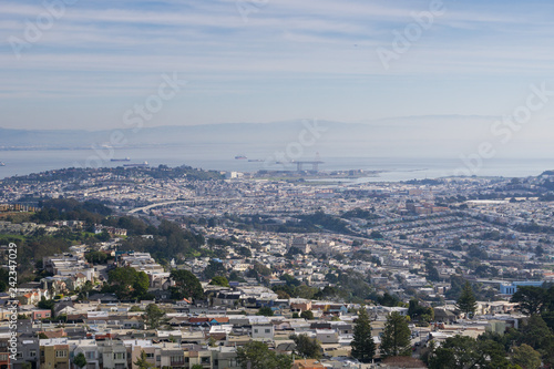 View towards San Francisco bay from Mt Davidson on a foggy day, California © Sundry Photography