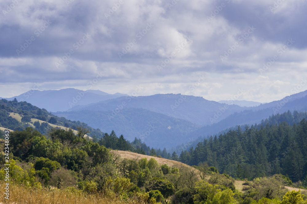 Stevens Creek valley; Santa Cruz mountains in the background, San Francisco bay area, California Stevens Creek valley; Santa Cruz mountains in the background, San Francisco bay area, California