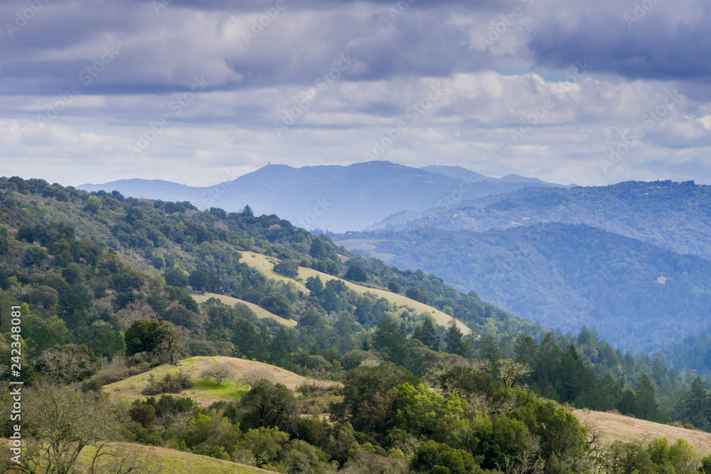 Stevens Creek valley; Santa Cruz mountains in the background, San Francisco bay area, California
