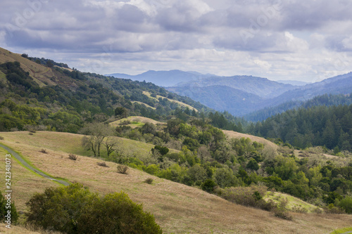 Stevens Creek valley  Santa Cruz mountains in the background  San Francisco bay area  California