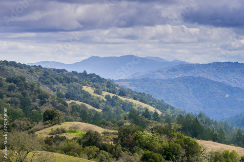 Stevens Creek valley  Santa Cruz mountains in the background  San Francisco bay area  California