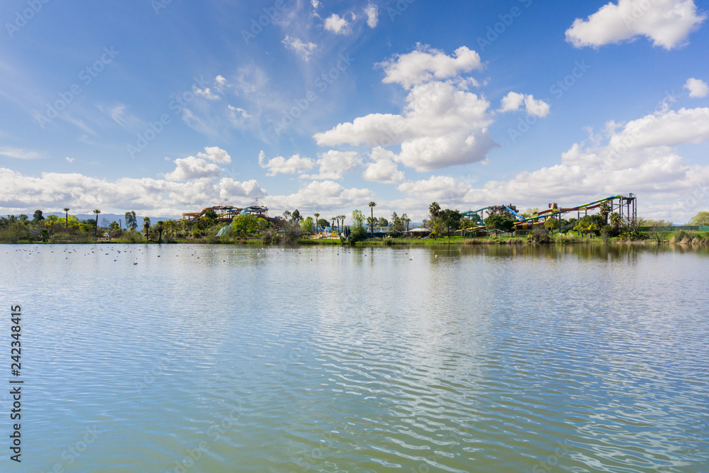 Cunningham Lake on a sunny day, San Jose, south San Francisco bay area, California