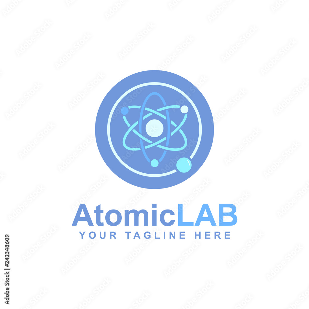 atomic logo design, electron particles