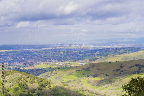 View towards downtown San Jose on a stormy day, south San Francisco bay, California