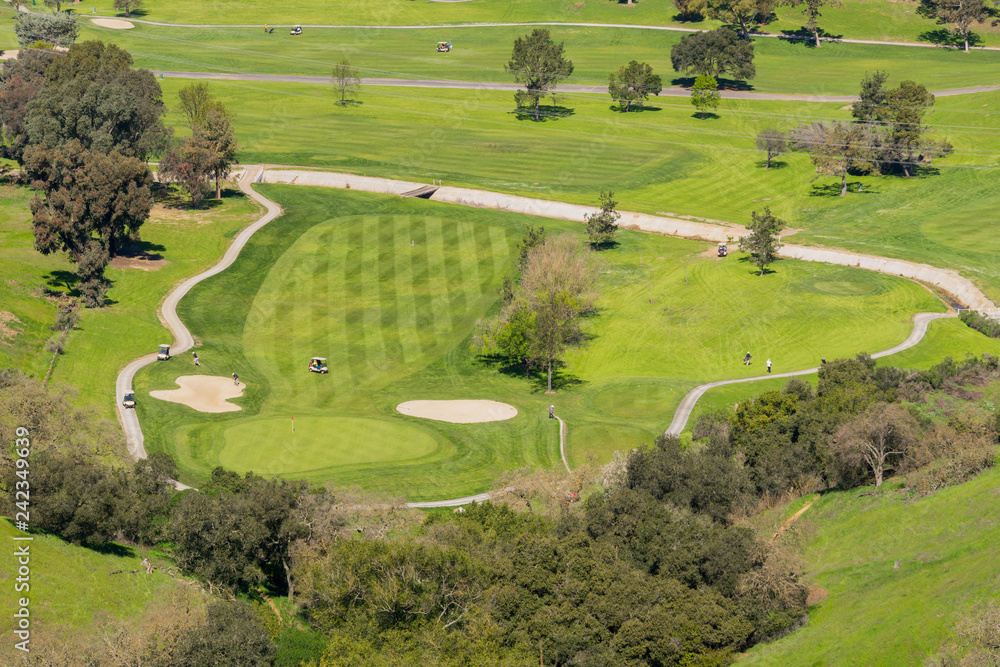 Golf course seen from above, Santa Teresa Park, San Jose, California