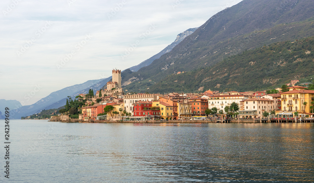 nice, romantic, landscape with Malcesine at Lake Garda in Italy