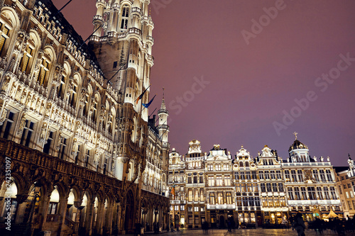 Grand Place buildings at night © frimufilms