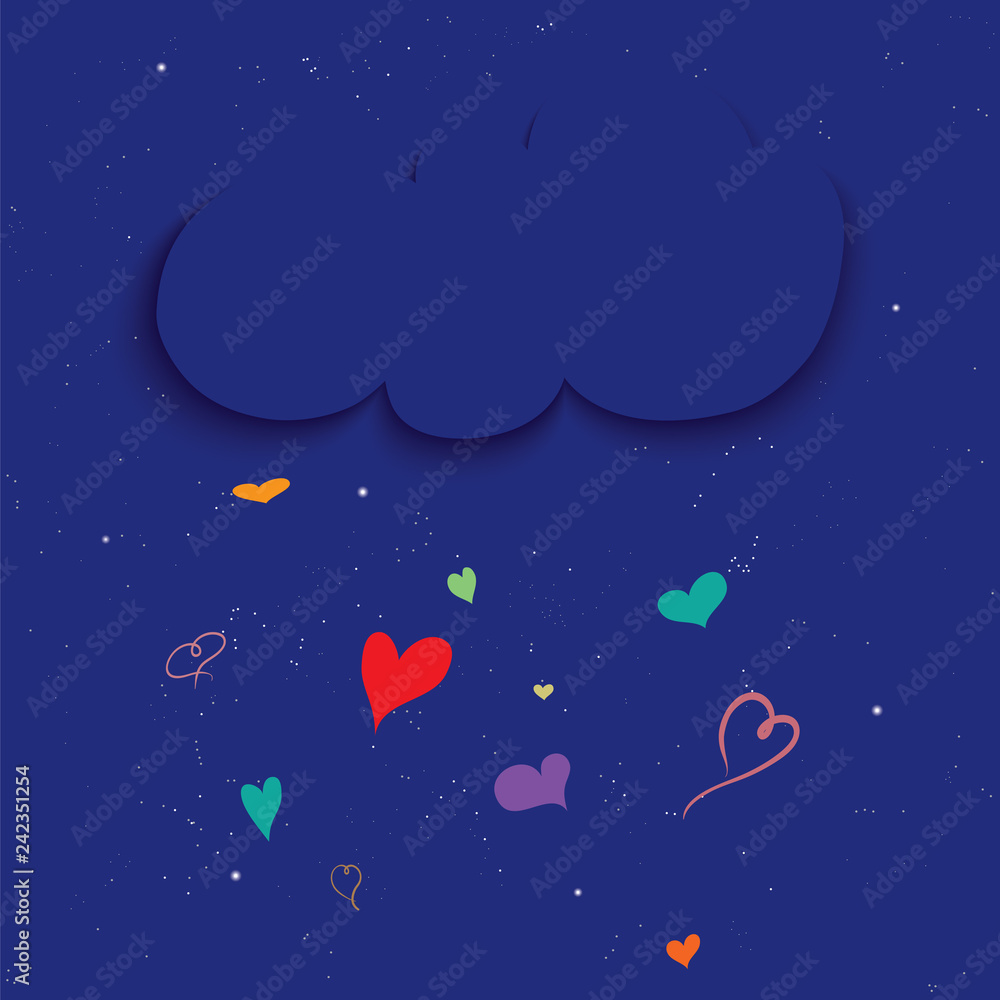 Cloud with hand drawn hearts-Valentine's Day concept.Vector illustration.