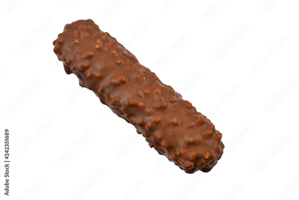 Chocolate bar with nuts isolated on white background Chocolate bar with nuts isolated on white background