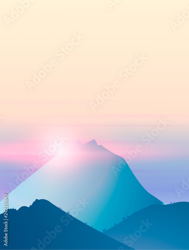 Green mountains in the fog. Seamless background. vector illustration