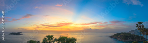 panorama sunset at Promthep cape viewpoint Phuket Thailand