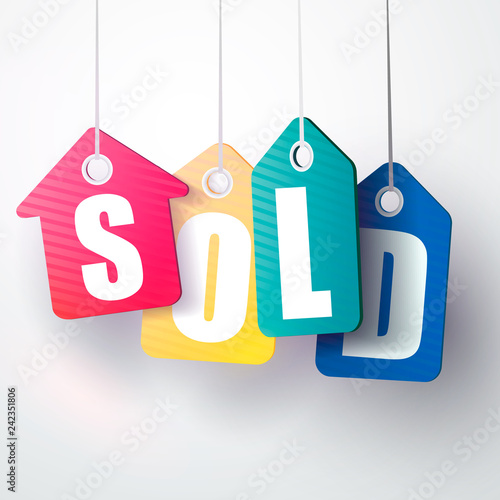 Sold sign. colorful. isolated on white background. vector illustration